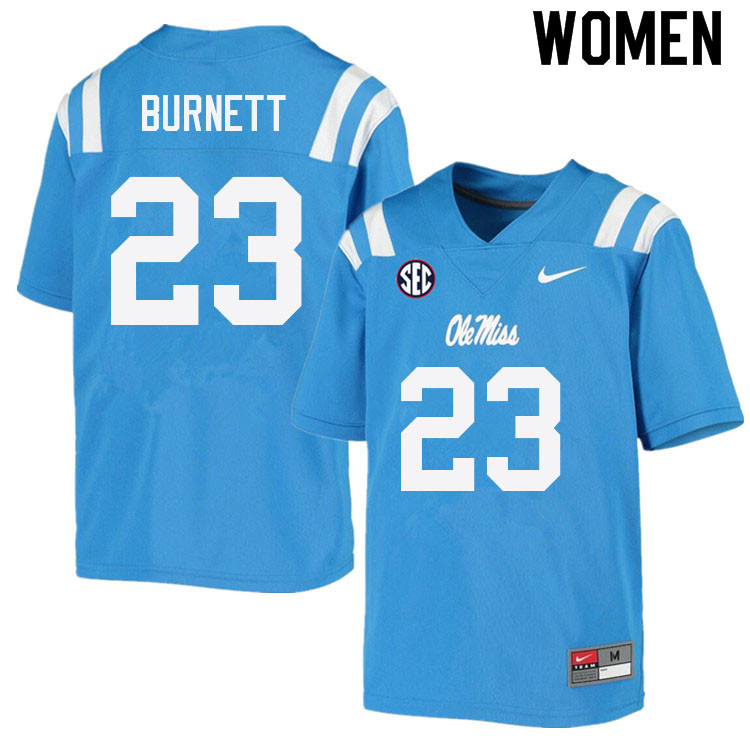 Drew Burnett Ole Miss Rebels NCAA Women's Powder Blue #23 Stitched Limited College Football Jersey IIP6058TP